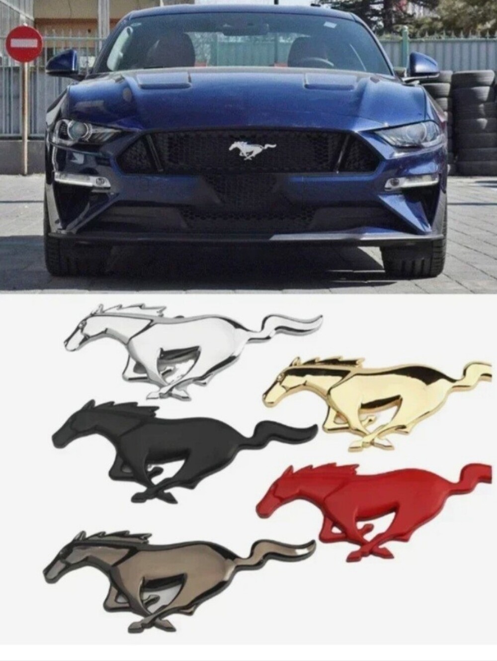 New Mustang Horse Badge Adhesive Back Or For The Grille See 5 Colors 7.87"